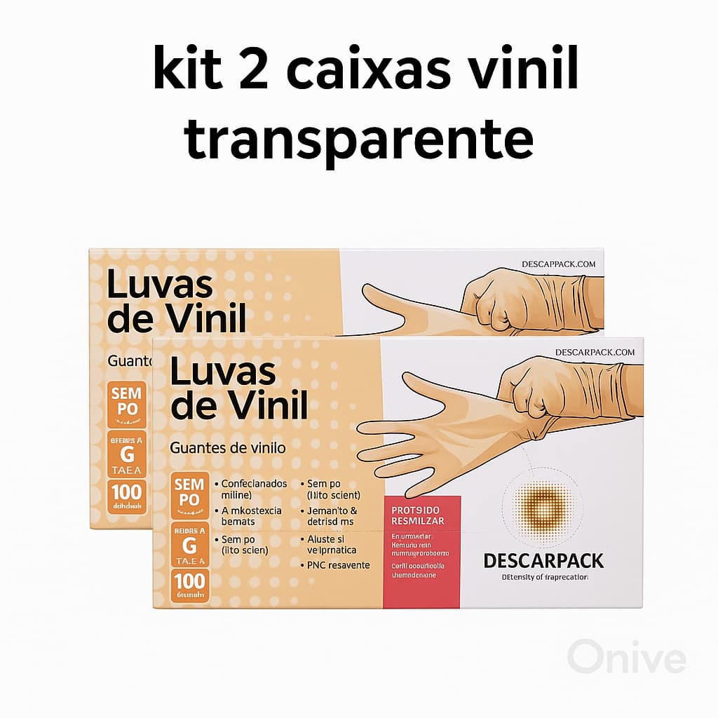 Kit 2 Luva Vinil Transparente Descartável Sem Pó