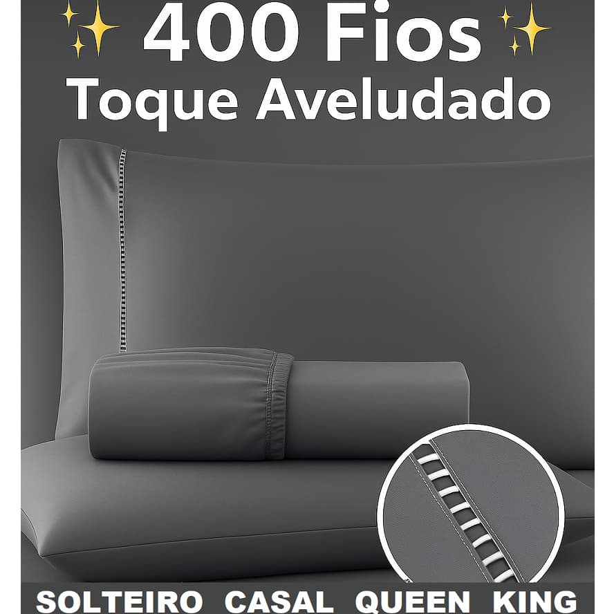 Jogo De Lençol 400 Fios Solteiro Casal Queen King 3 Peças Percal