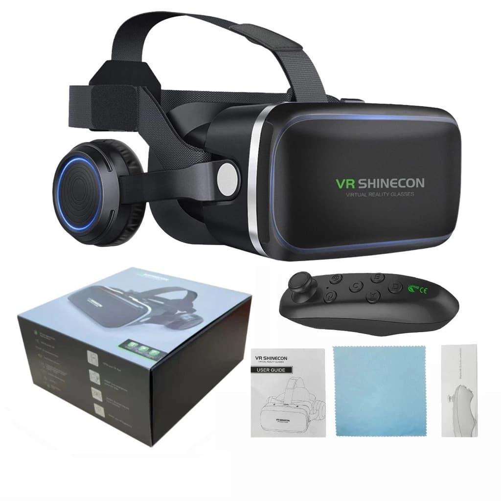 Óculos Vr Realidade Virtual 3d Com Fone De Ouvido E Controle Cor Preto