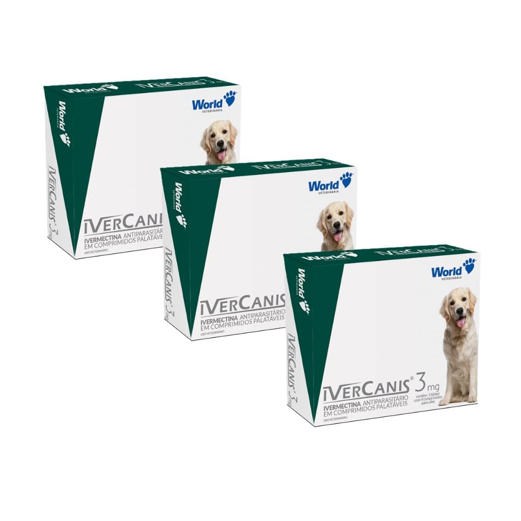 IverCanis 3mg para Cães de 15Kg - Blíster 4 Comprimidos