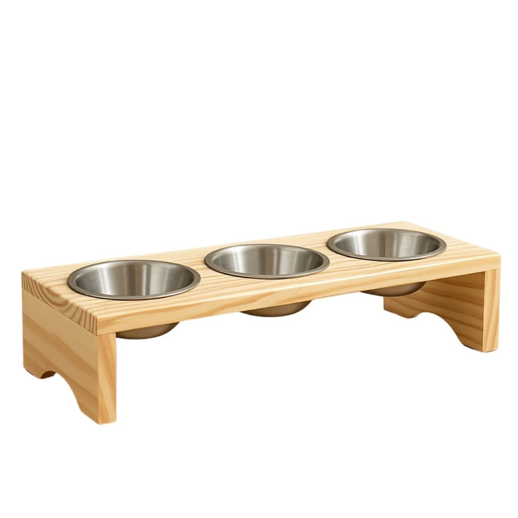 Comedouro e Bebedouro Pet de Madeira Pinus Premium