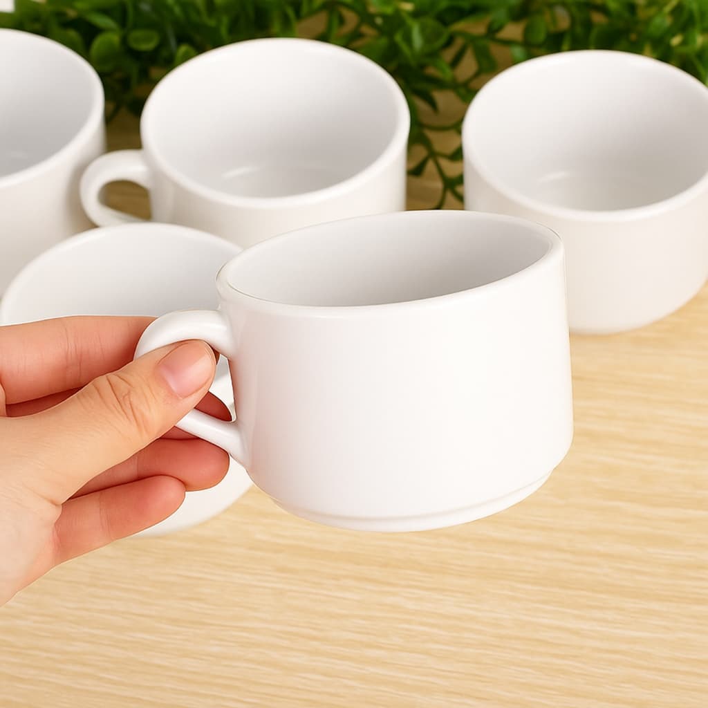 Kit Com 16 Xícaras Caneca De Porcelana 150ml Café Chá Chocolate Quente Alta Durabilidade