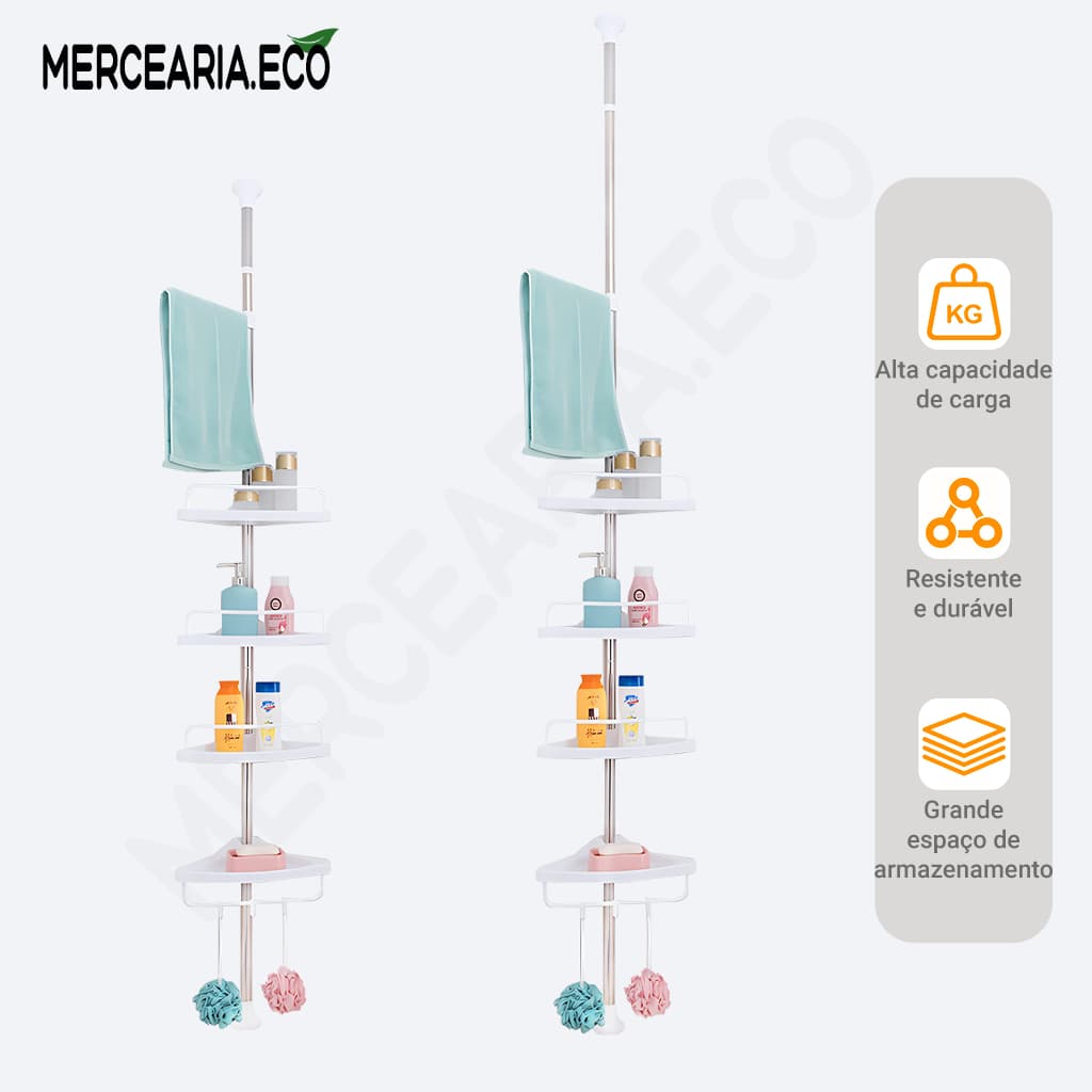 Organizador de cantoneira de banheiro de 2.6/3.2 metros, mantém tudo organizado