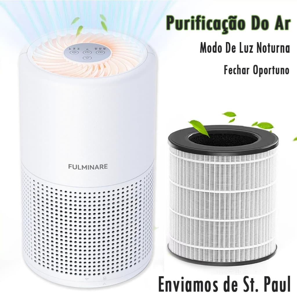 Purificador De Ar Silencioso Com Filtro Hepa H13 E Luz Branco