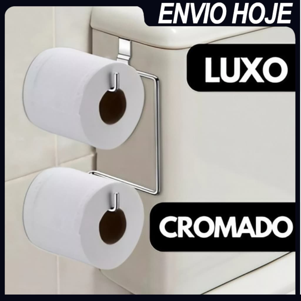 Suporte Papel Higiênico Duplo Para Caixa Acoplada Cromado