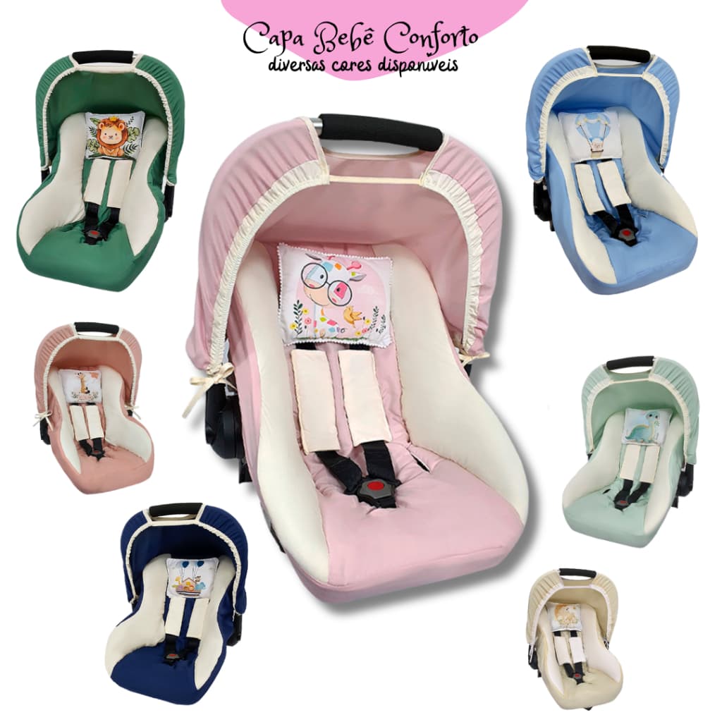 Kit Capa Protetora para Bebê Conforto com Capota e Protetores de Cinto