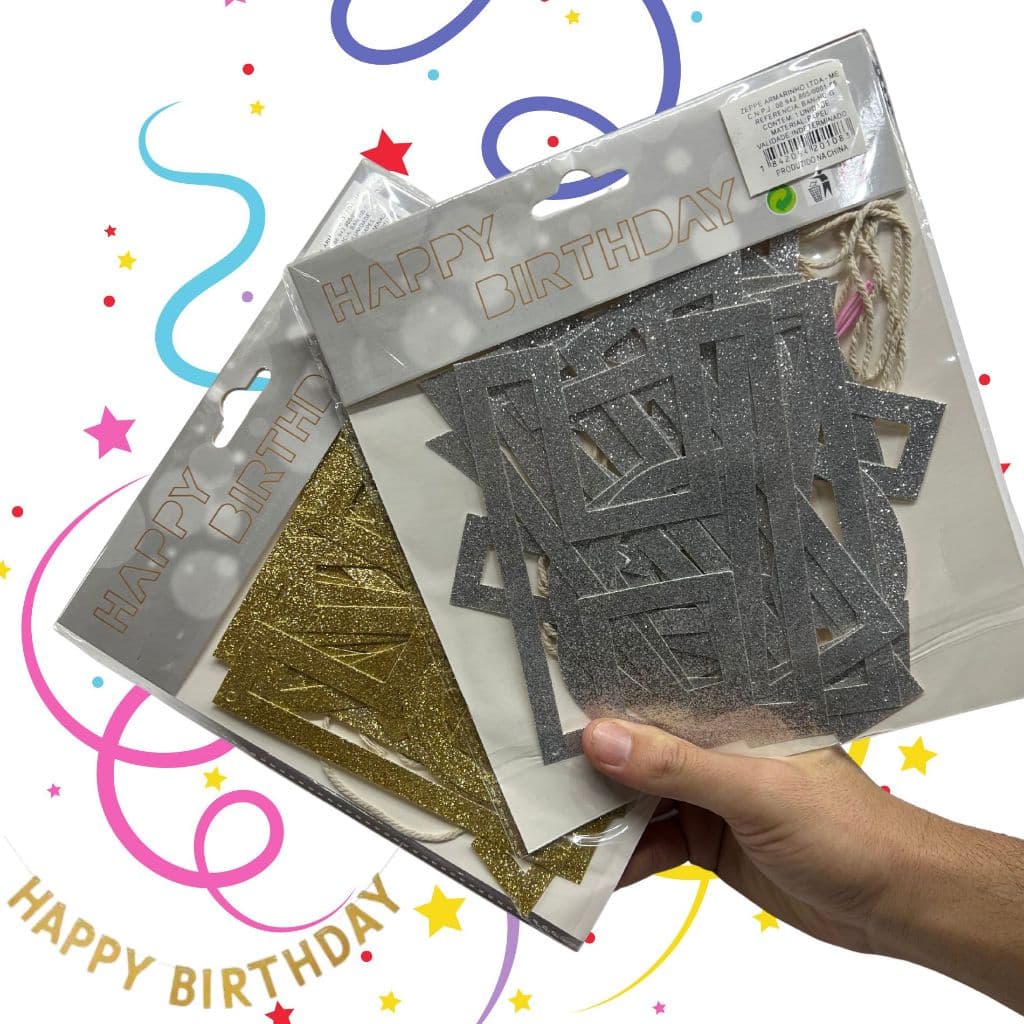 01 UNID VARAL FAIXA PARA FESTA FELIZ ANIVERSARIO HAPPY BIRTHDAY