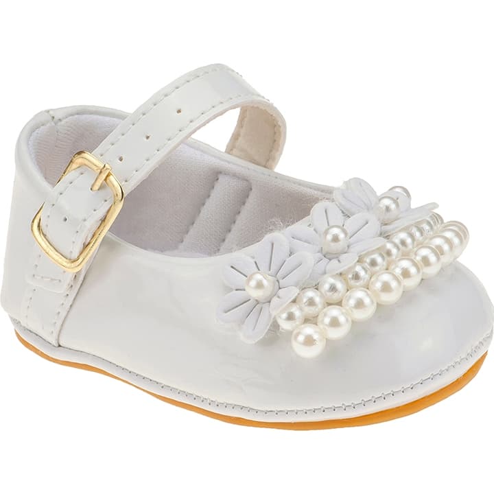 SAPATILHA MENINA BEBE INFANTIL PEROLAS FLORES FIVELA