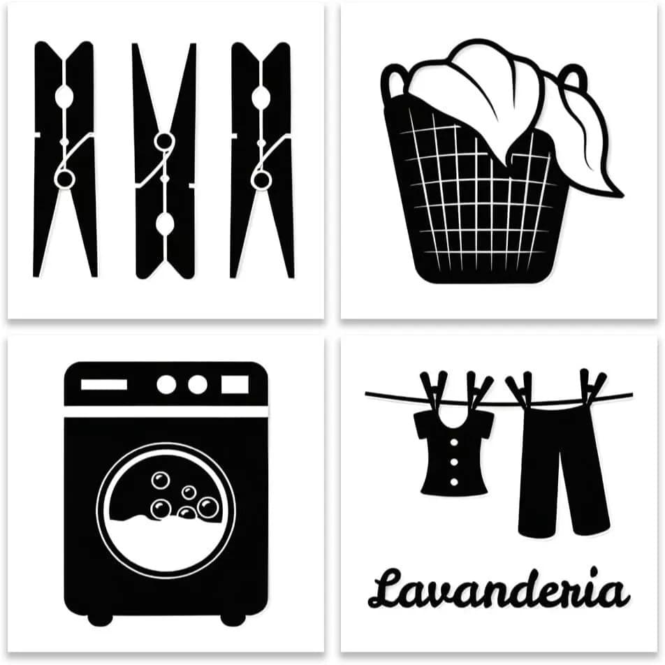 Quadros Decorativos Lavanderia Área de Serviço 20x20 Mosaico Sala Quarto Escritório Premium Luxo