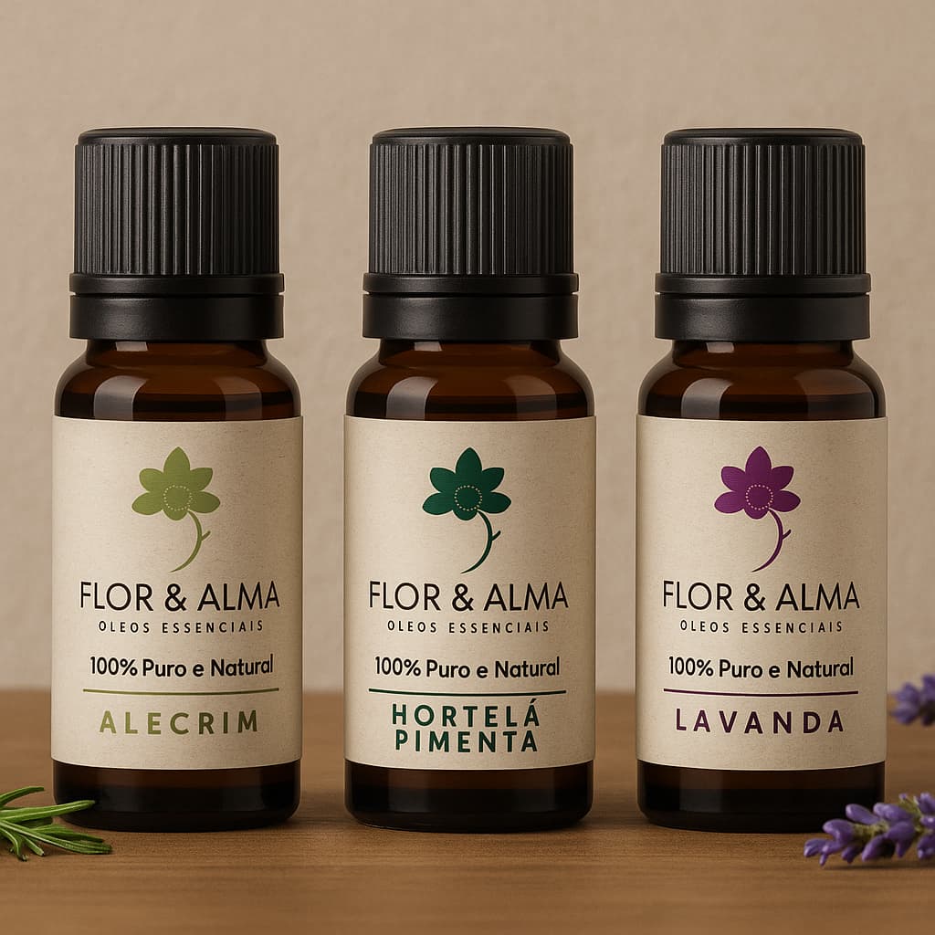 Kit Mais Pedido 3 óleos essenciais Alecrim Lavanda e Hortelã Pimenta