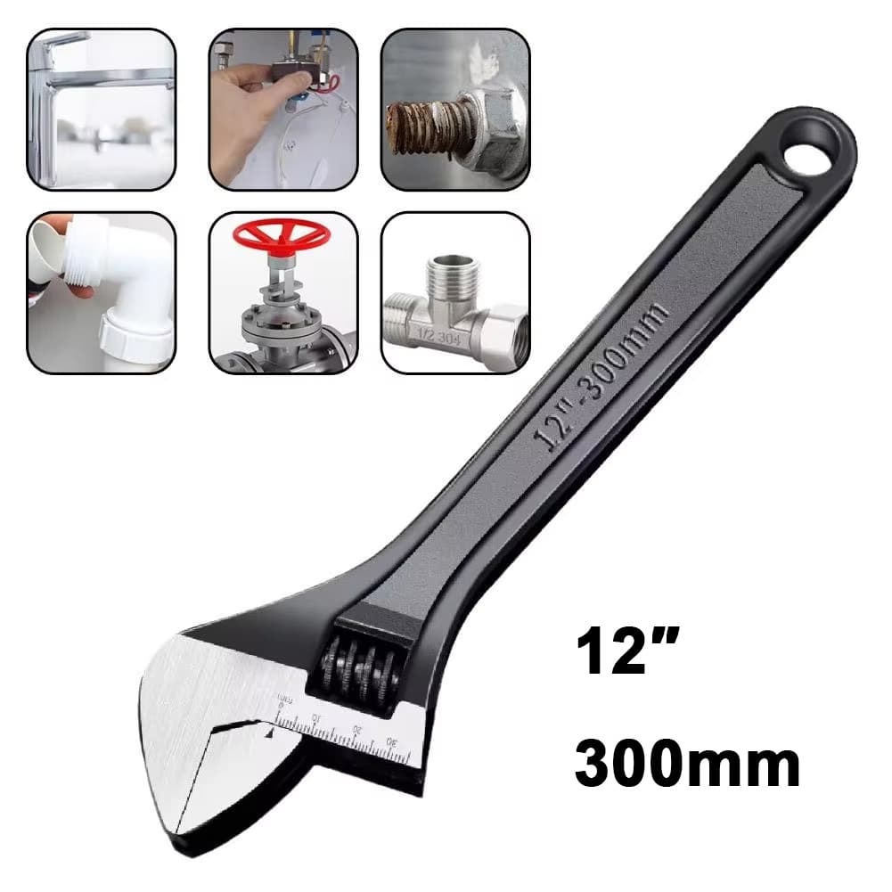 Chave Inglesa Ajustável 6-12POL（150-300MM）- Aço Carbono Cromado, Resistente a Aruela e Fricção