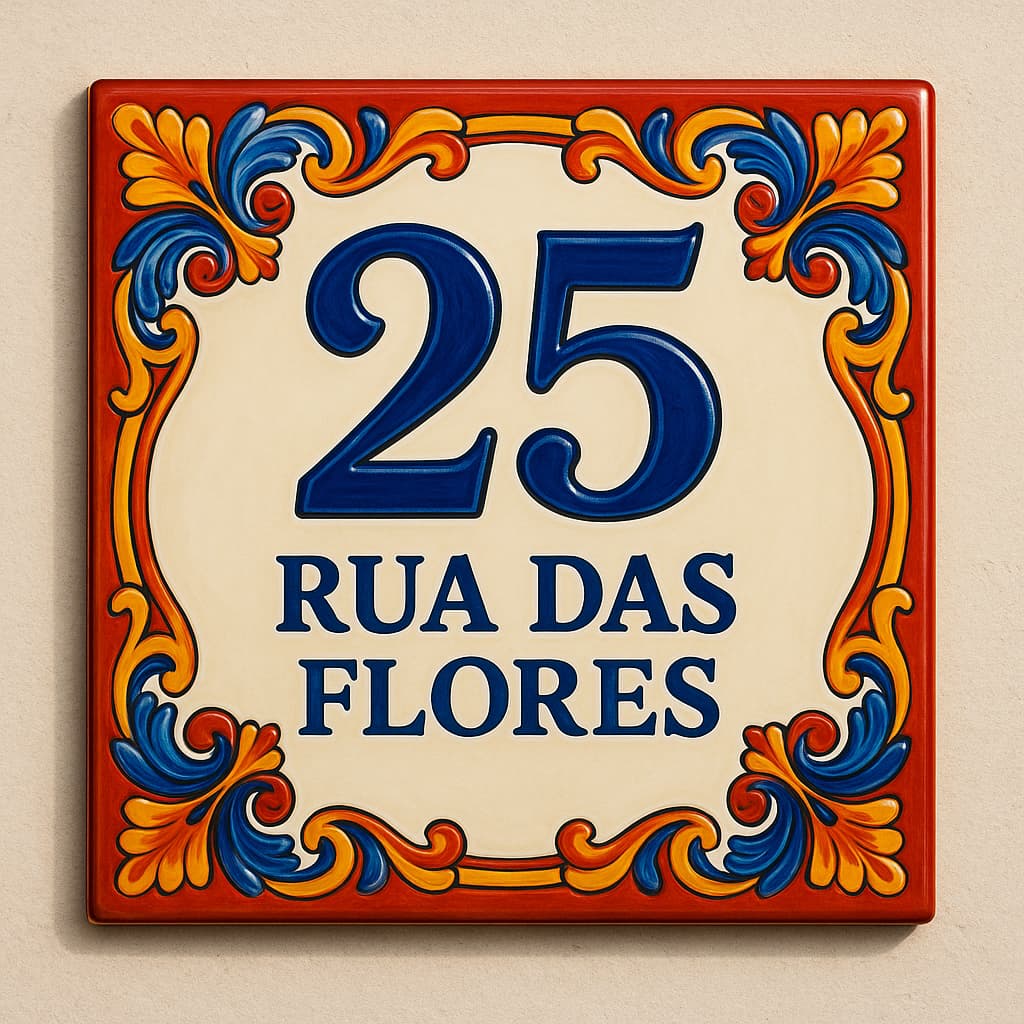 Azulejo Número de Casa Personalizado e  Nome da Rua e Número Placa para Muro Número Residêncial