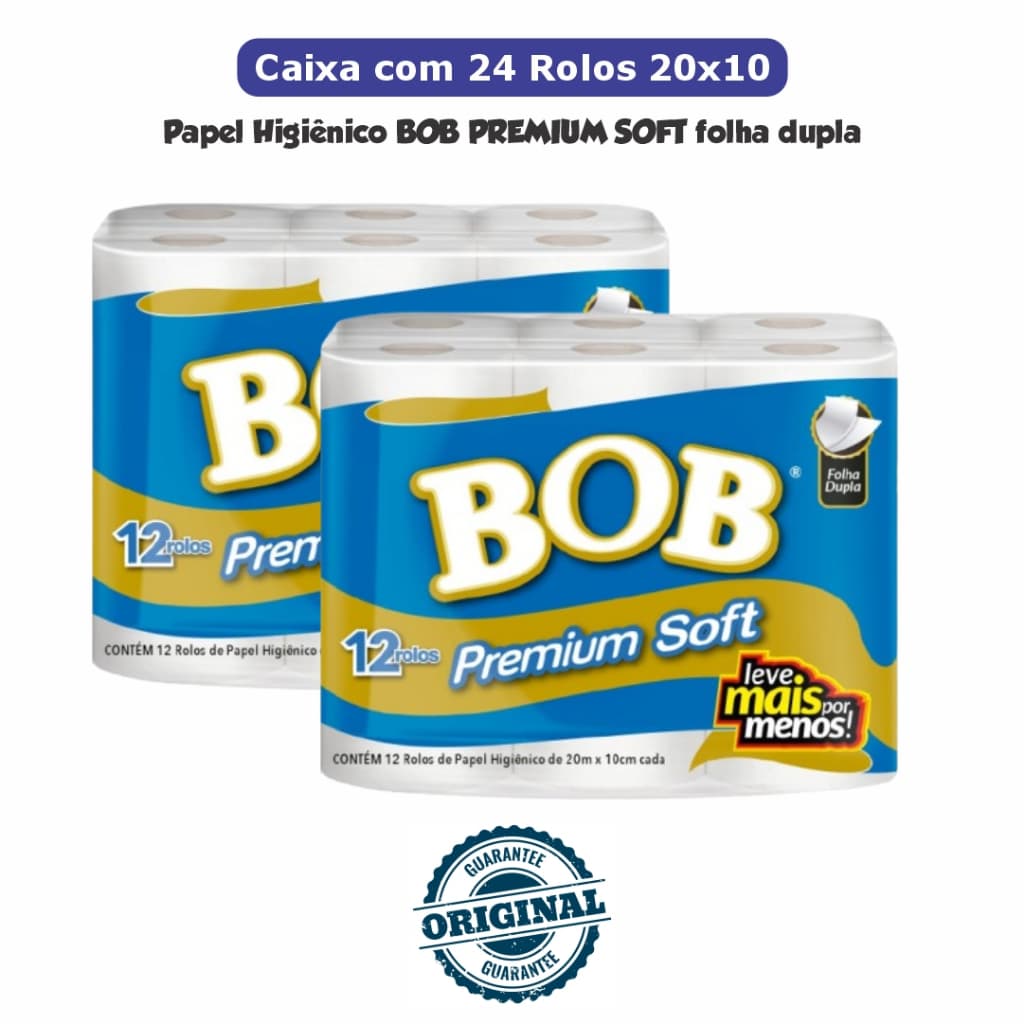 Papel Higiênico BOB Premium Soft Leve Mais Pague Menos - Kit com 24 rolos