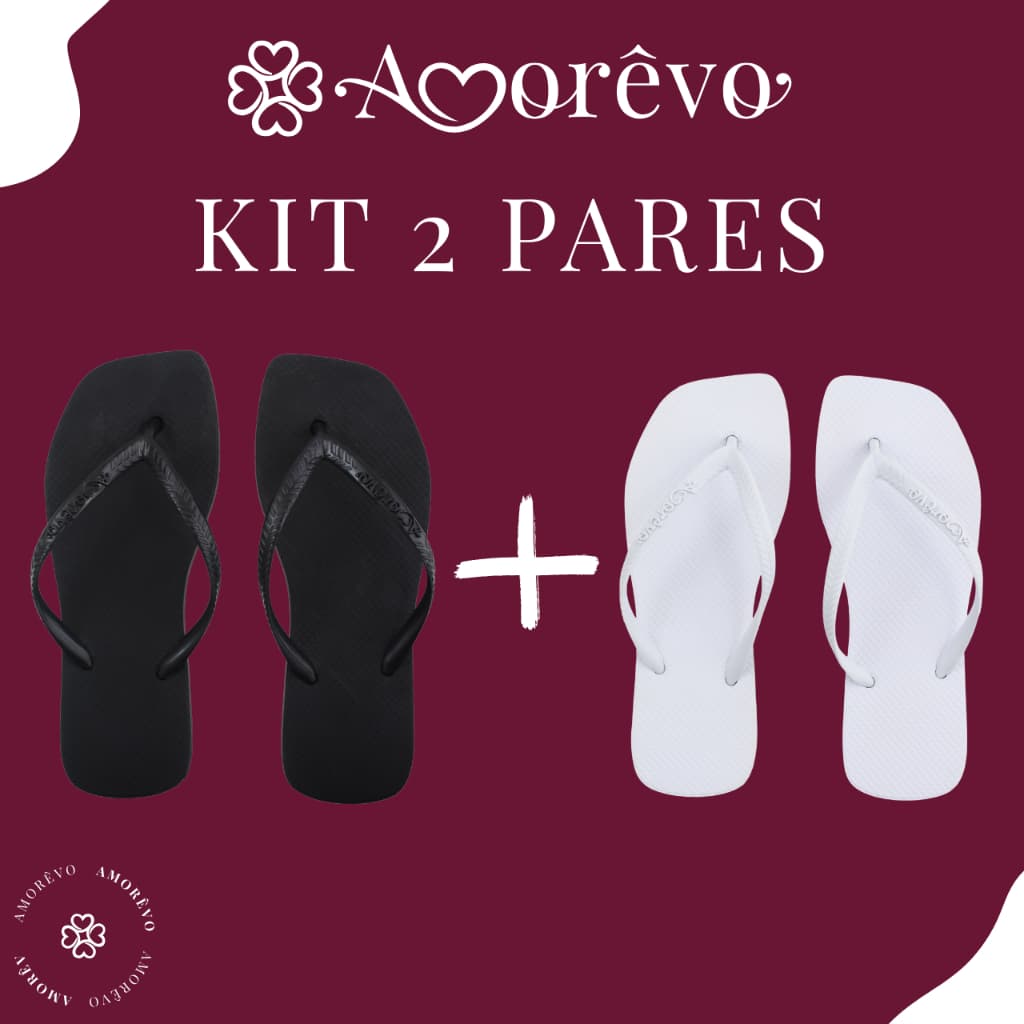 Kit 2 Pares de Chinelo Amorêvo Square Basic 33 ao 42 Macio Confortavel