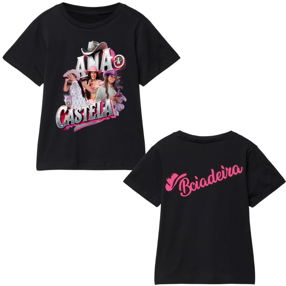 Camiseta Feminina Infantil Ana Castela Boiadeira Blusa Sertanejo Gola Redonda Meninas