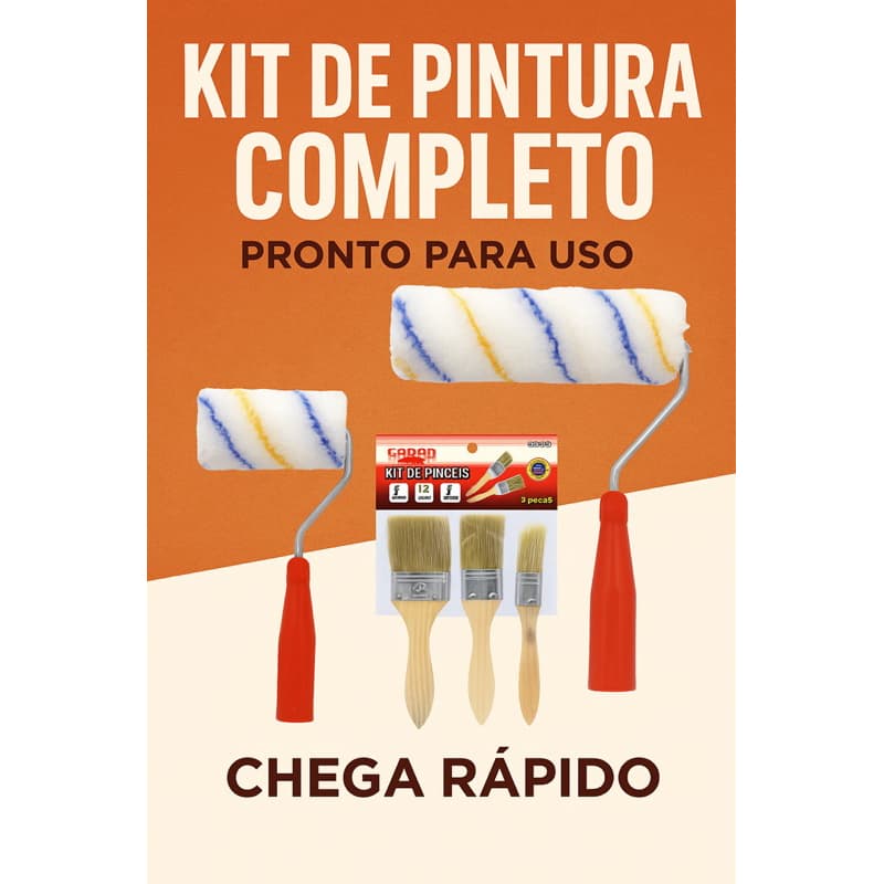 Kit de Pintura Completo, unidade ou o kit (kit completo 2 Rolos (4” e 10”) + 3 Pincéis) – Parede e Reforma