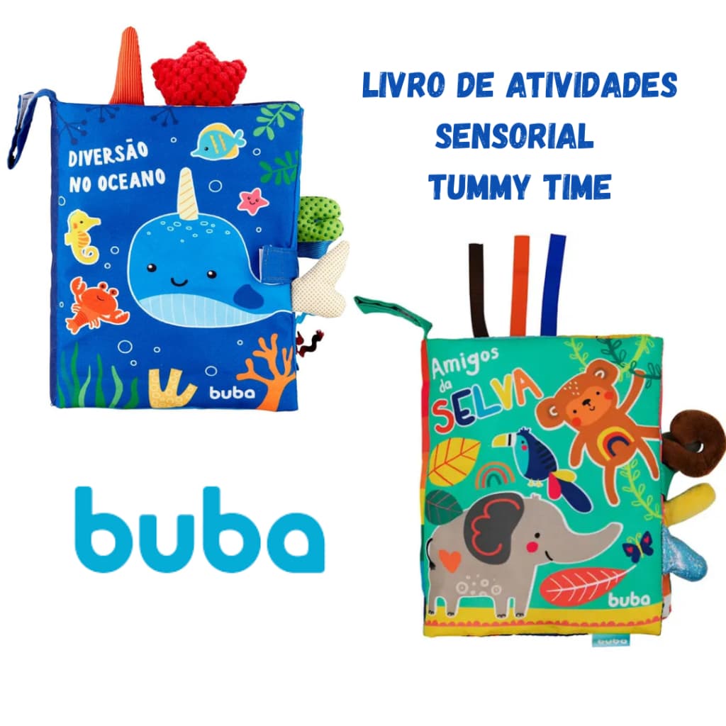 Livro Sensorial para Atividade, Educativo, Tummy Time Para Bebês de Tecido - Buba
