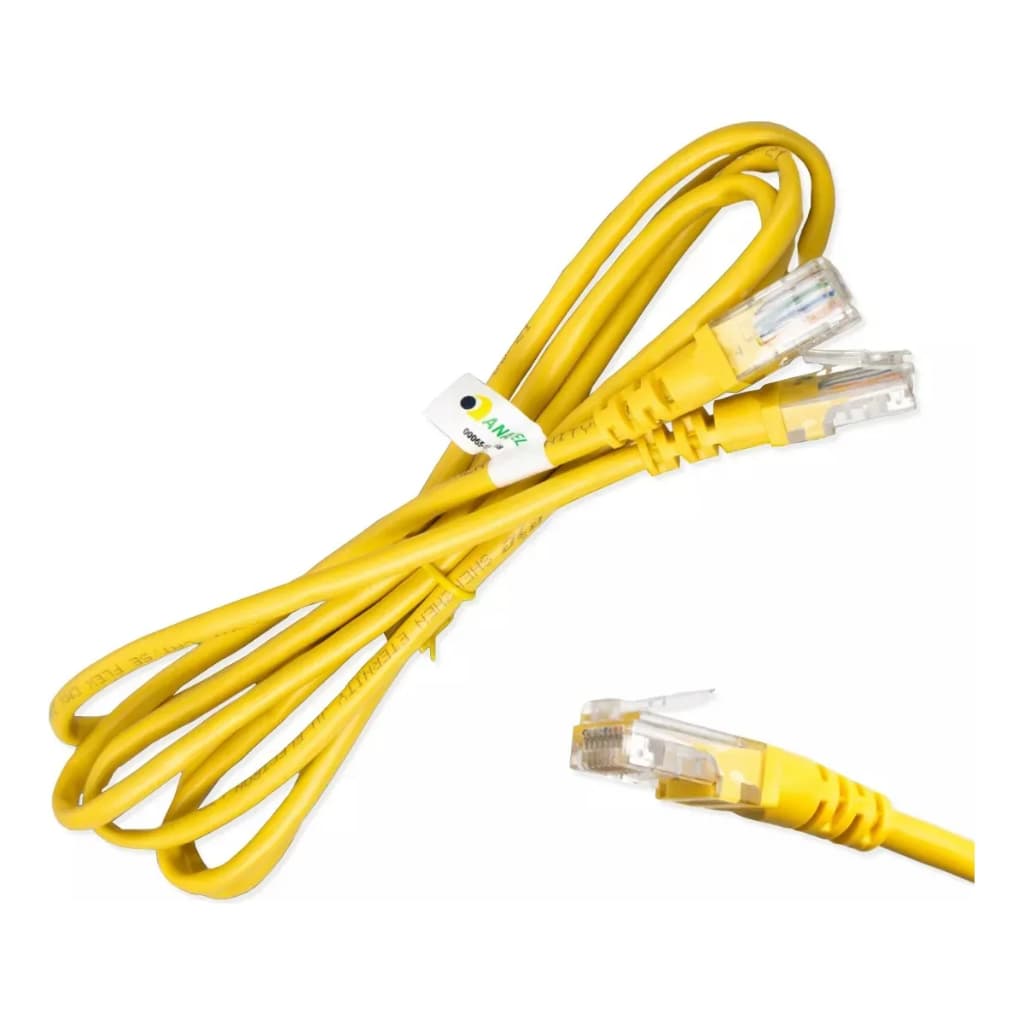 Cabo De Rede 1,5m Lan Cftv Internet Rj45 Cat5e Ethernet Resistente Alumínio Acobreado Patch Cord Utp Par Amarelo