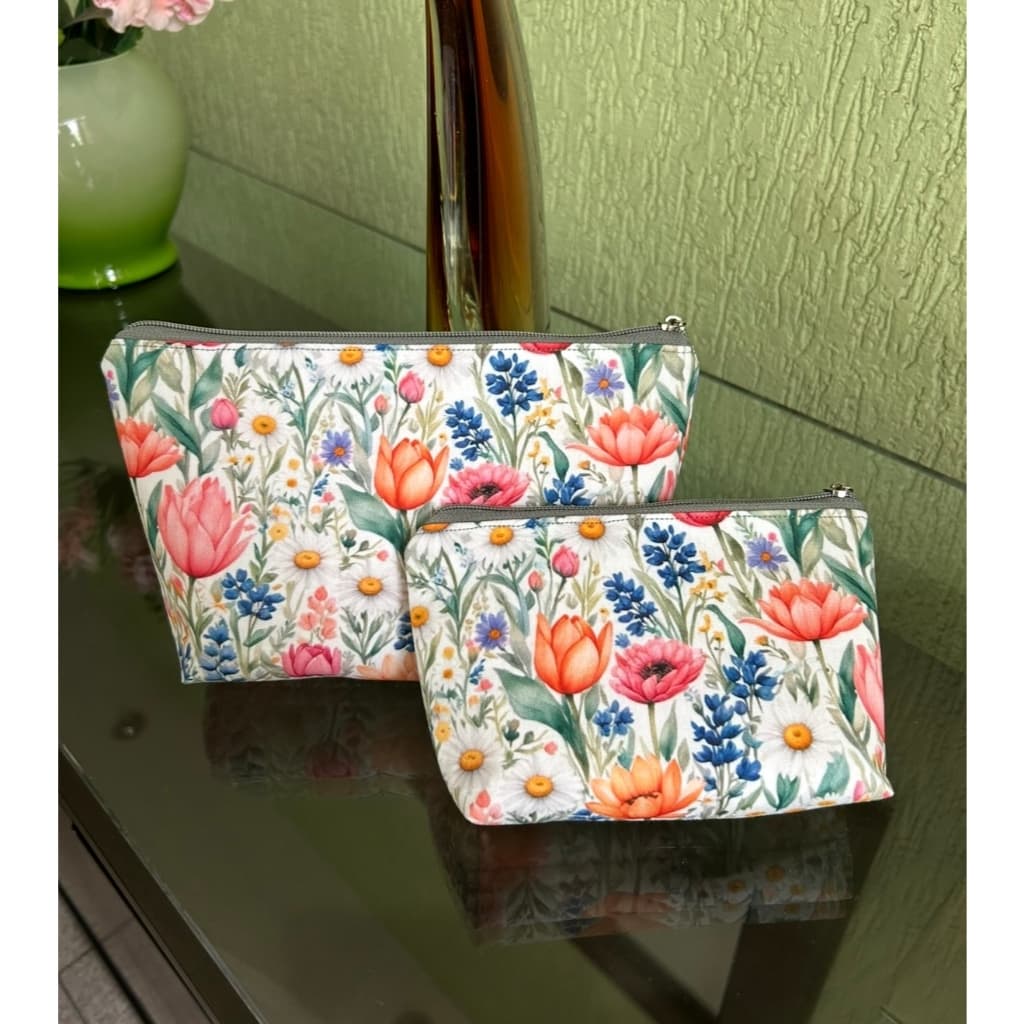 Kit 2 Nécessaire Bolsinha Com Zíper Para Cosméticos / Artigos De Higiene / Bolsinha de Viagem