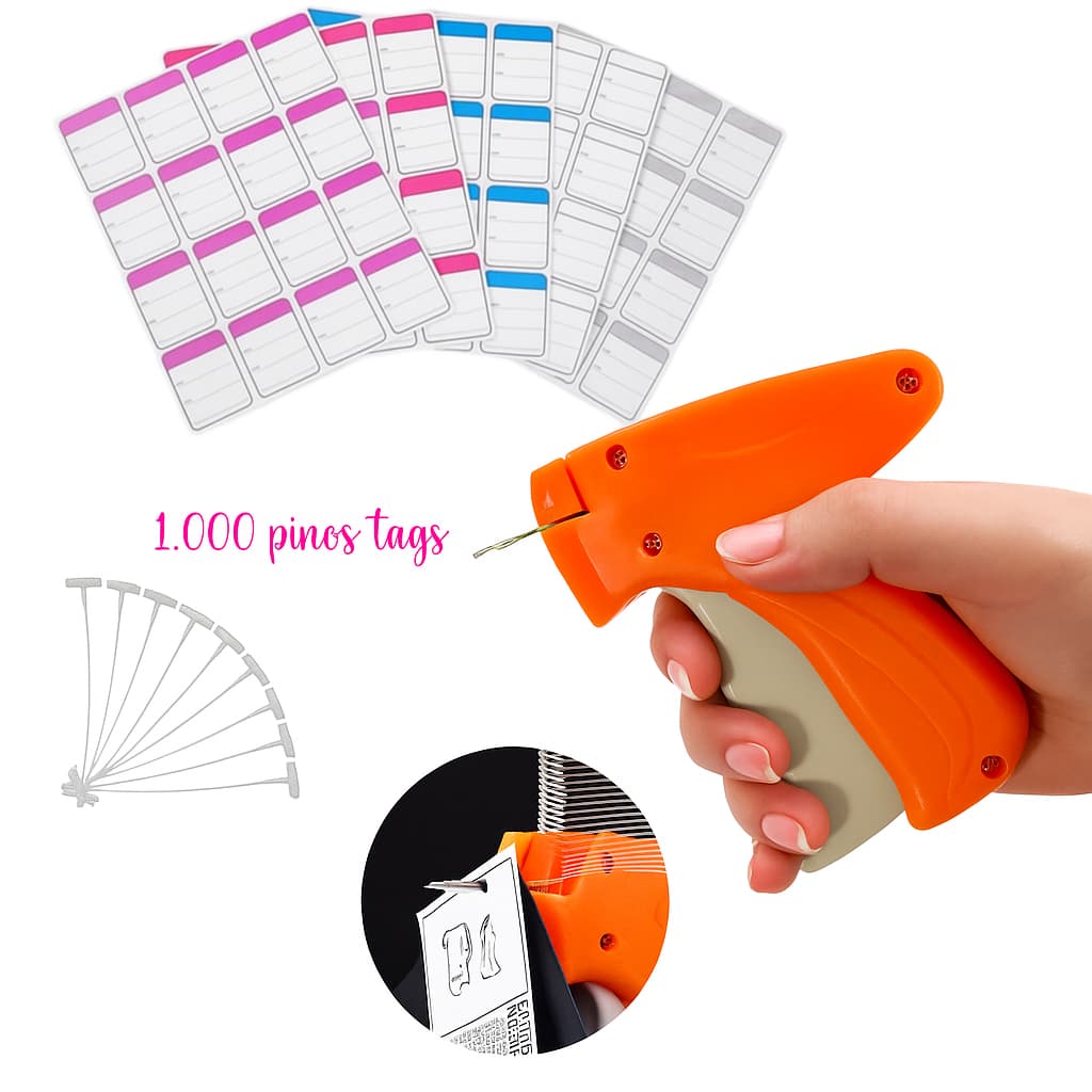 Kit Máquina Aplicador Tag + 1000 Pinos + 1000 Etiquetas Para Roupas