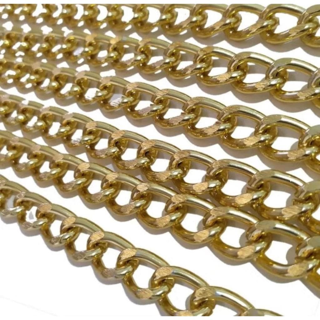 Corrente De Alumínio Dourado Para Bolsas, Artesanato O Metro
