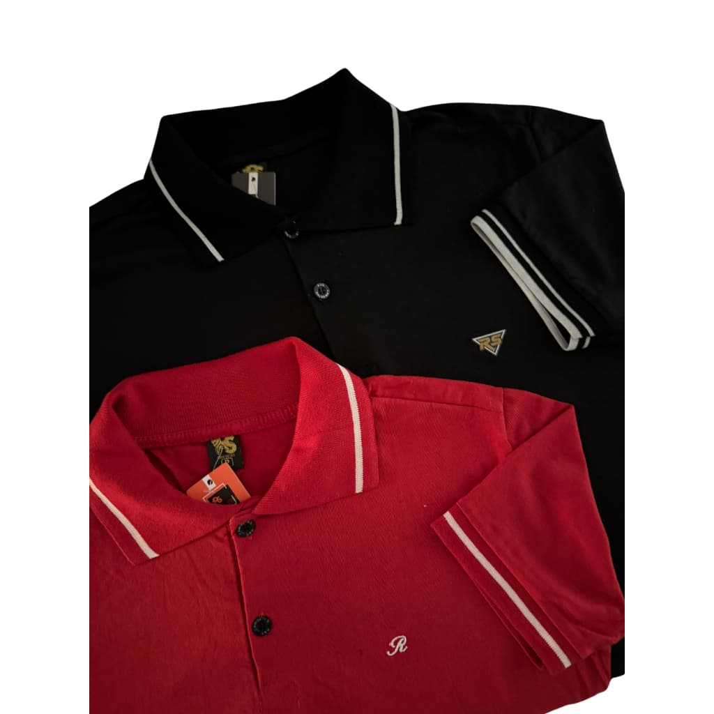 Kit 2 e Unidade Camiseta Gola Polo Basica 100% Algodão Do P ao GG Malha Boa Camisa Branca Preta e Vermelha