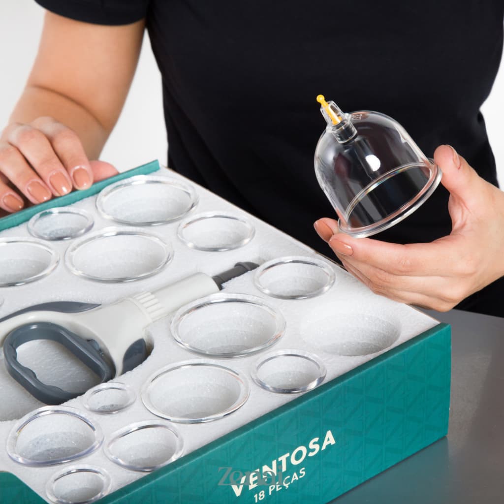 Kit Ventosas 18 Peças com Bomba de Sucção | Massagem, Ventosaterapia, Massoterapia | Zenai