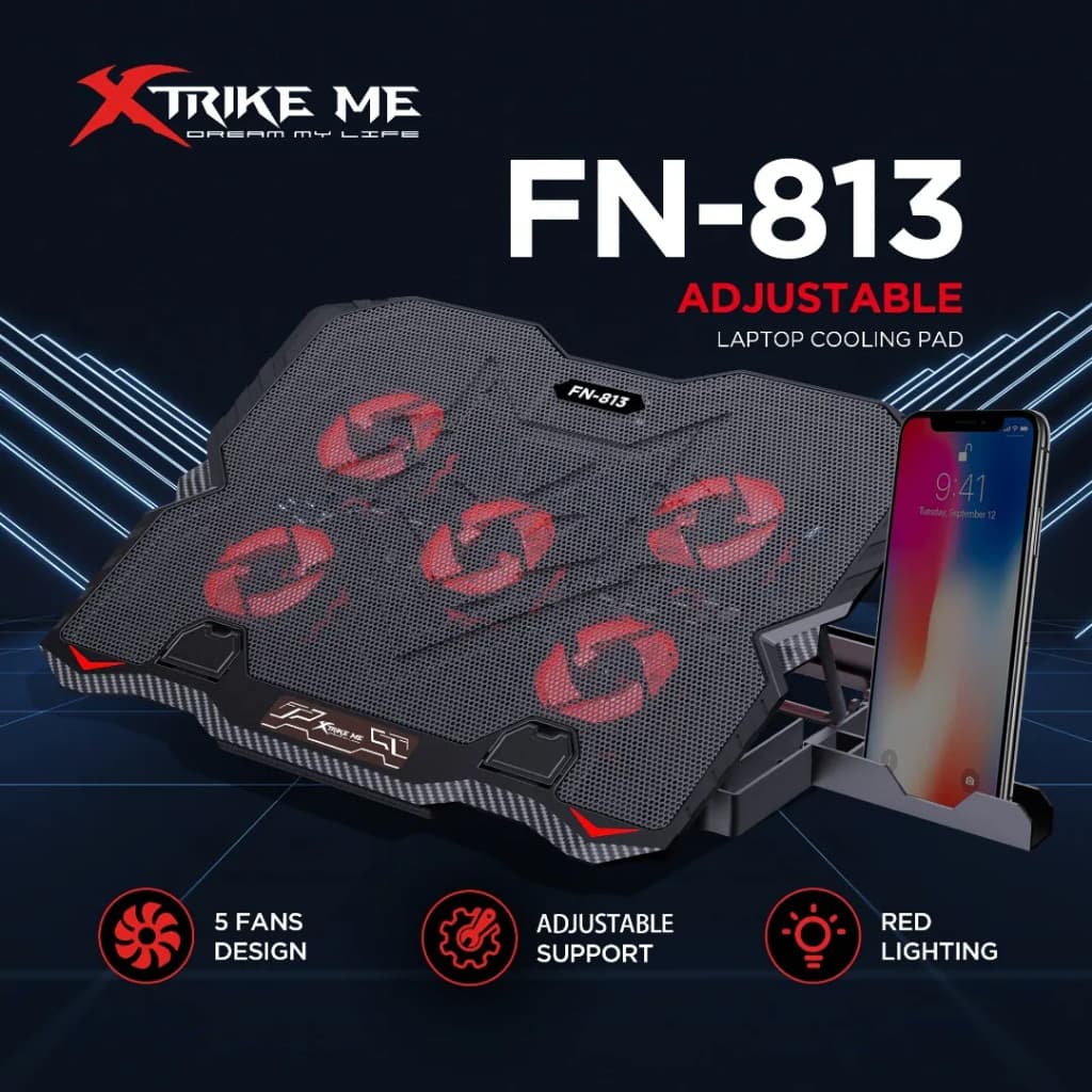 Base Refrigerada p/ Notebook Gamer com 5 Coolers – Mais Desempenho e Resfriamento