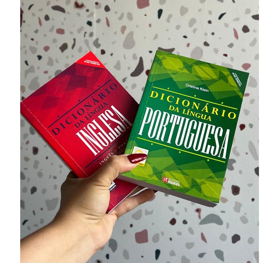 Kit 2 Dicionários Médio Português e Inglês Capa Flexível 560 Páginas Editora Rideel