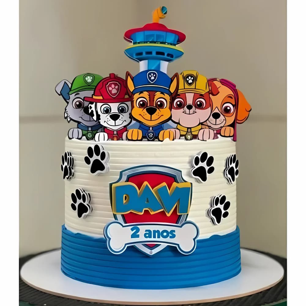 Topo Topper de Bolo Tema Personalizado Patrulha Canina