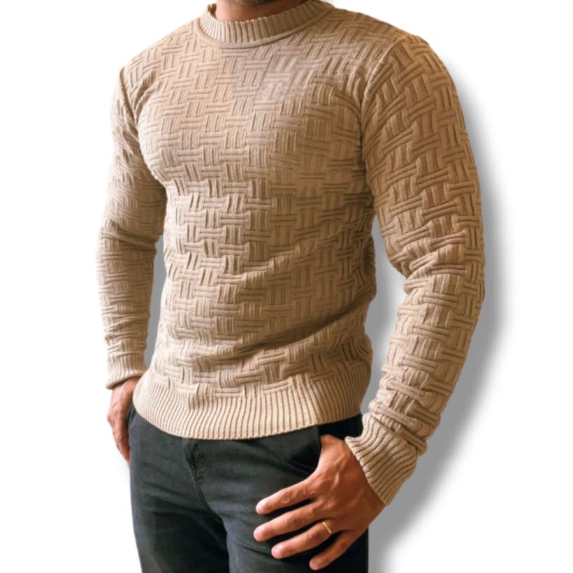 Sueter Tricô Blusa De Frio Masculina Manga Longa cor única Outono Inverno