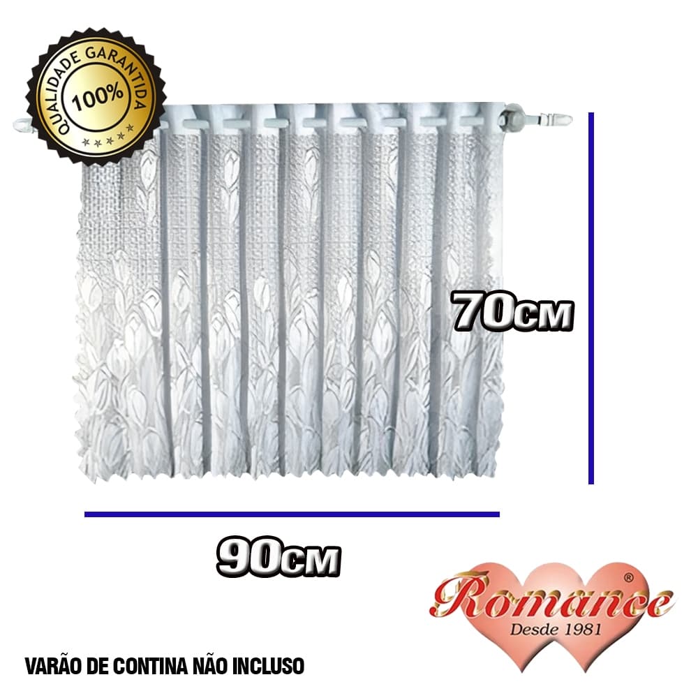 Cortina de Vitrô para Banheiro 90x70cm de Renda | Decoração Elegante - Modelo Romance