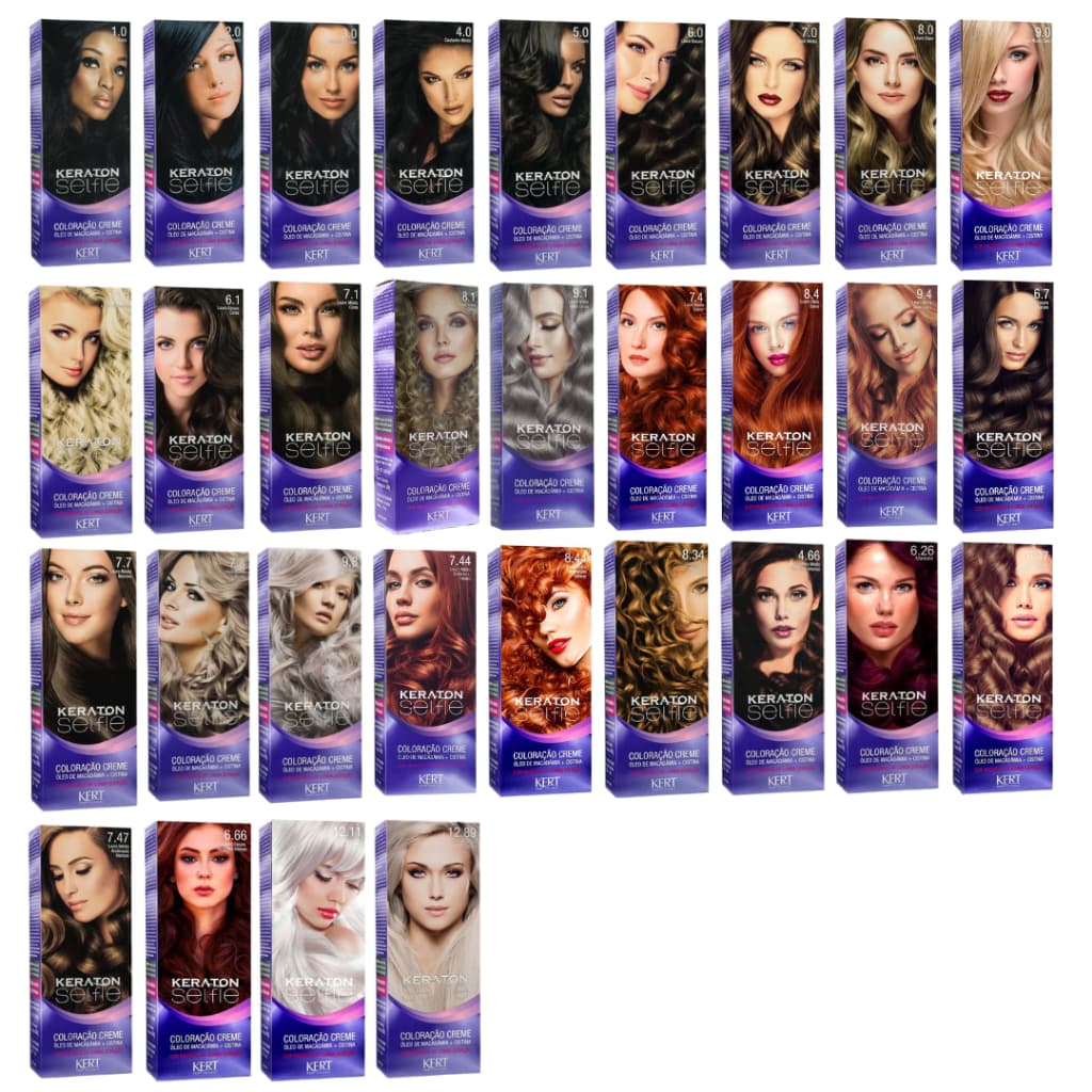 Coloração Tintura Keraton Selfie Cobertura Completa dos Fios Brancos - Escolha a cor