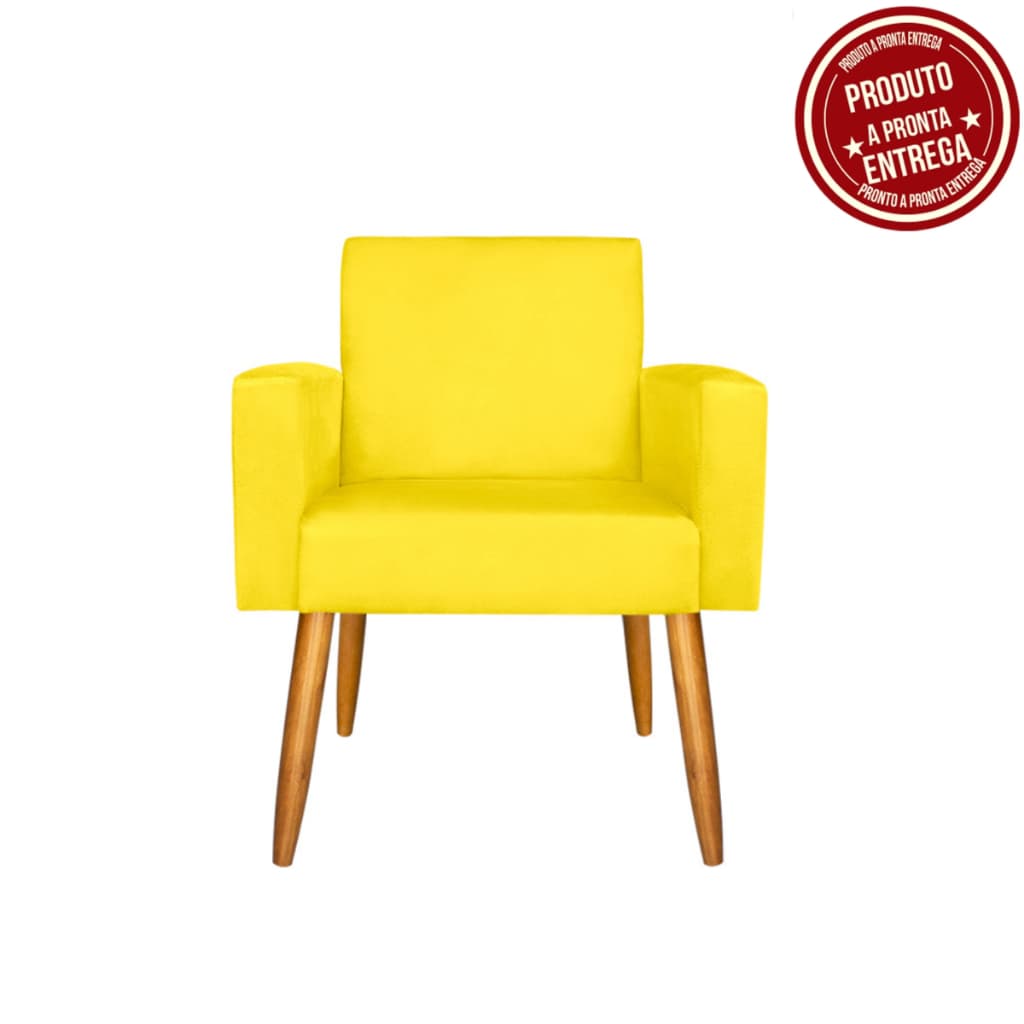 Poltrona Nina Premium Decorativa Pés Palito Suede