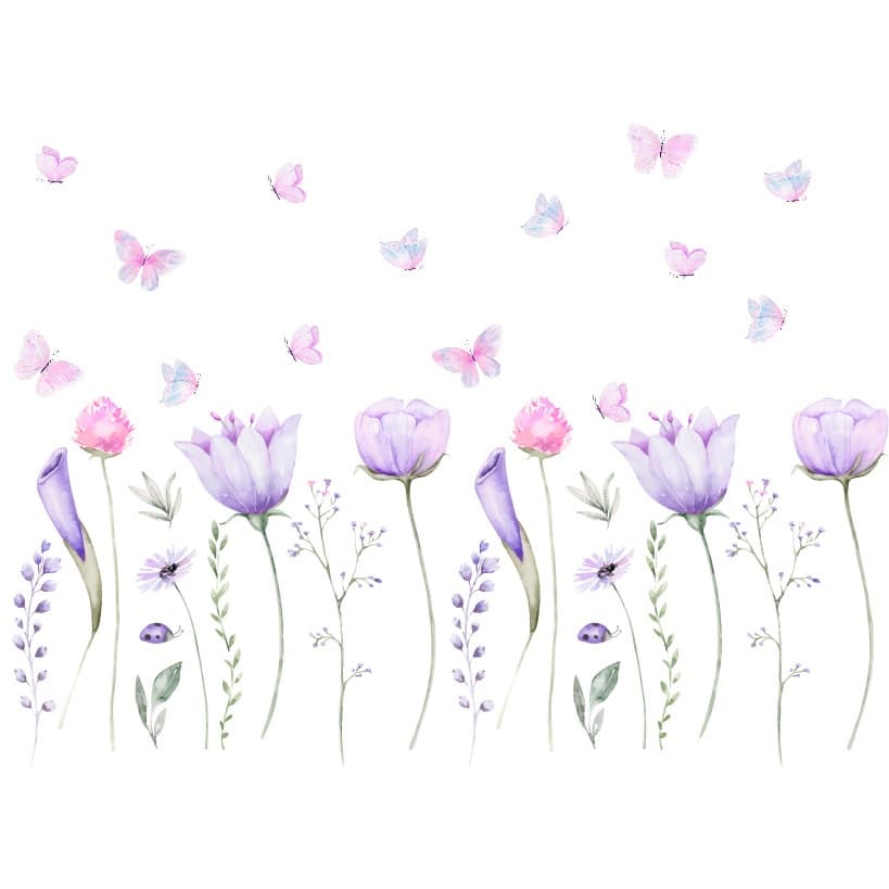 Adesivo de Parede Floral Flor Flores Suspensas Jardim Tulipa  Infantil 200x48cm