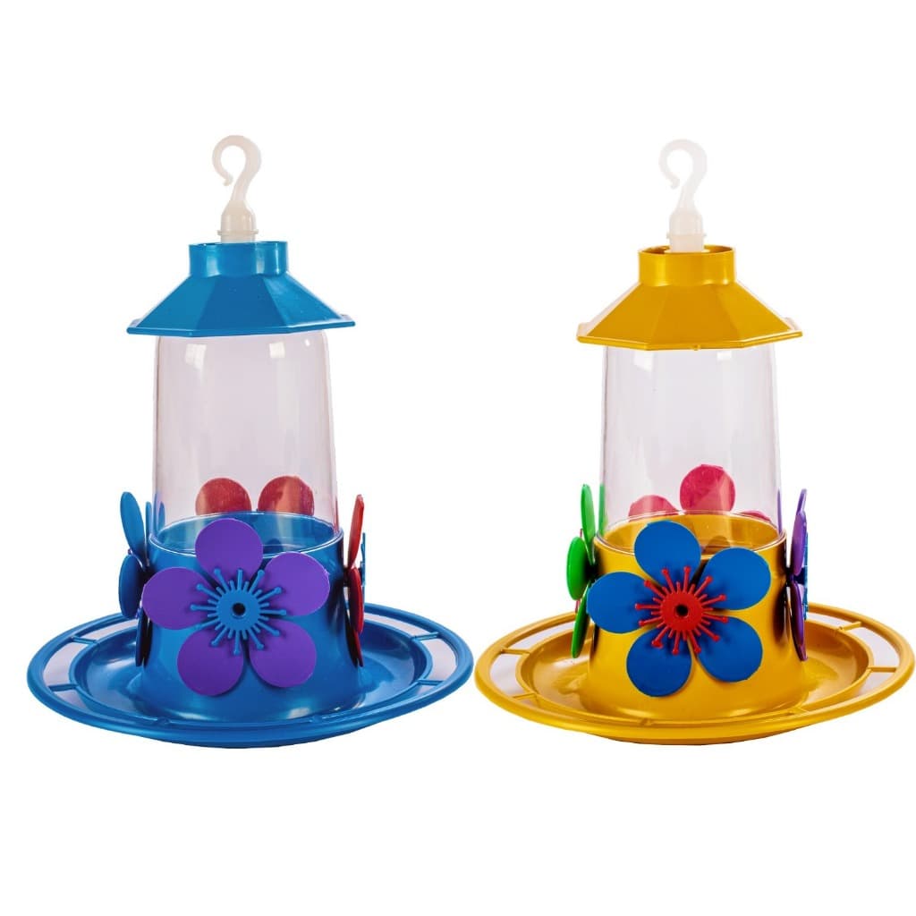 2 Bebedouro Beija Flor Com Chapéu Poleiro Grande Pássaro Jardim 250ml