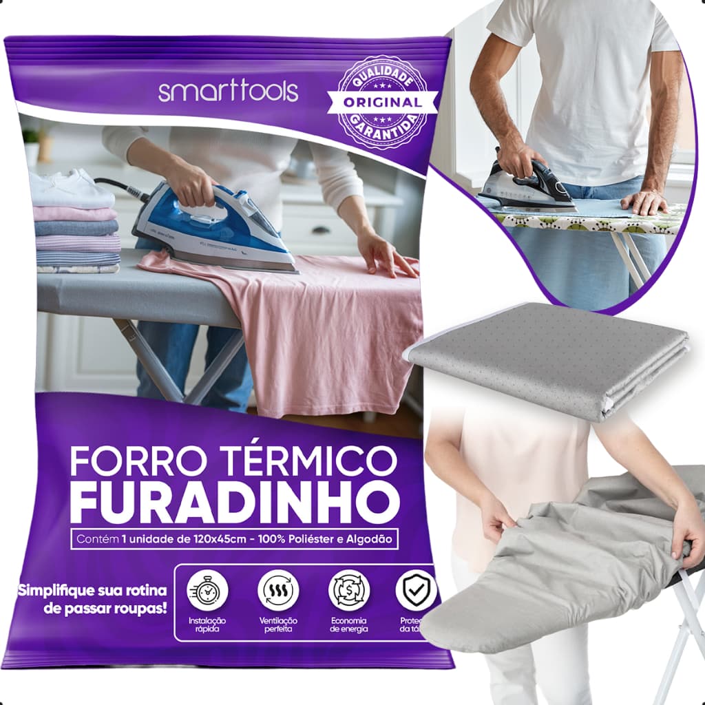 Forro Térmico Capa para Tábua de Passar Roupa Aluminizada e Acolchoada Com Espuma para Passar Roupas