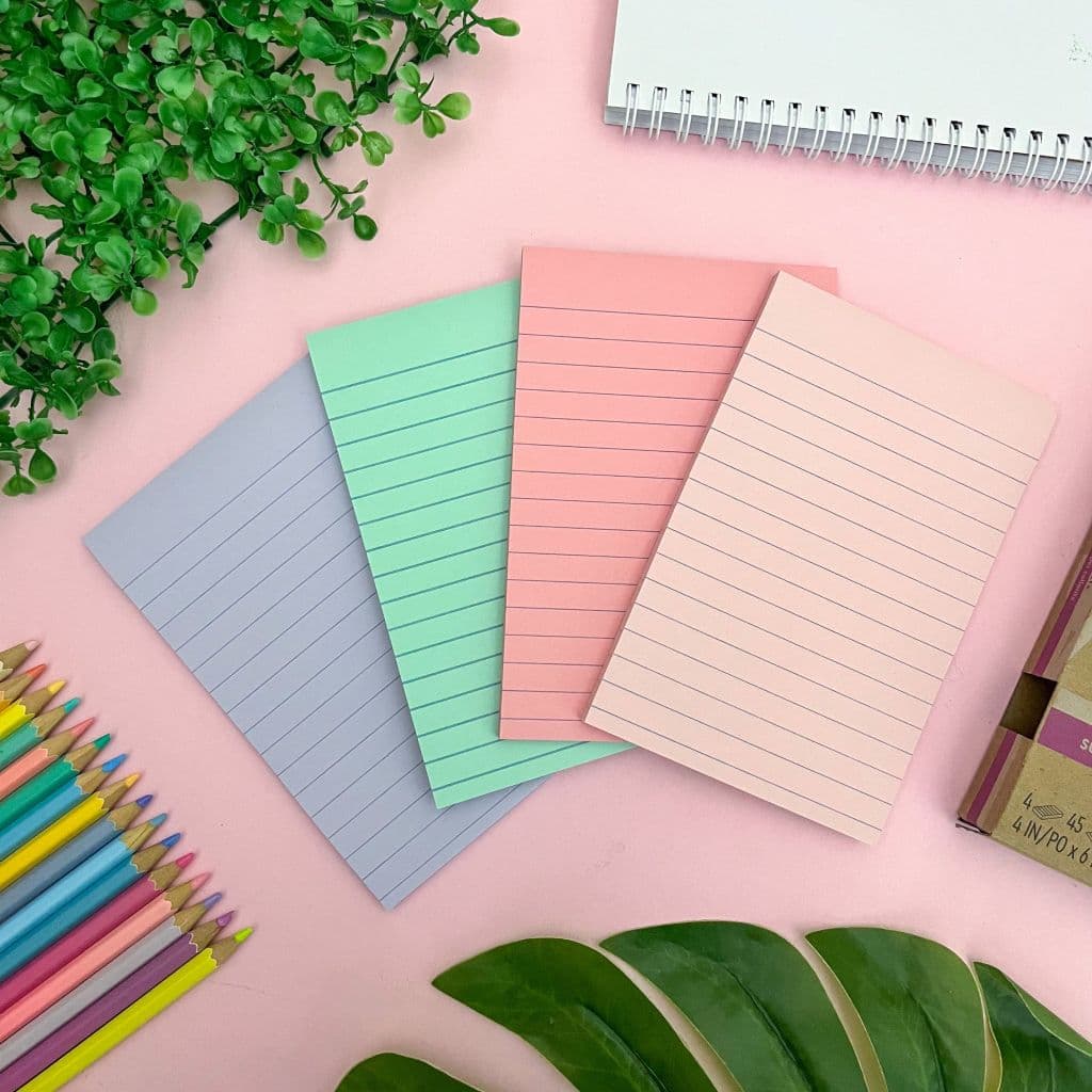 Bloco Adesivo Post-it Coleção Paixão por Viajar 4 Cores 101x152mm 180 Folhas Pautado Tom Pastel - 3M