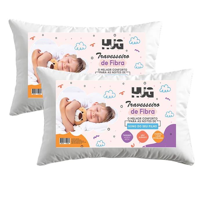 Kit 2 Travesseiros Infantil Kids Antialergico Capa Macia