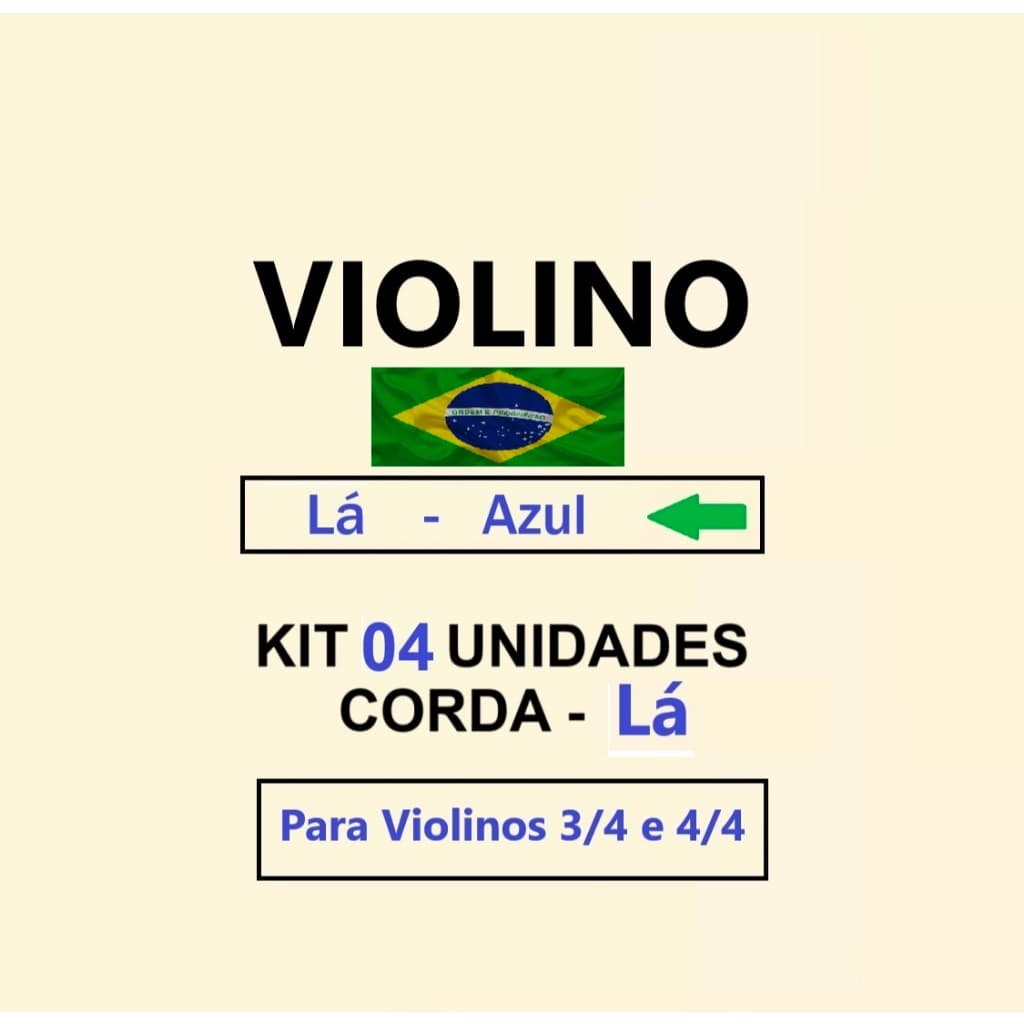 Kit 10 Cordas Lá Avulsas para Violino Tamanho 4/4 Aço Tensão Alta Serve Violino 3/4