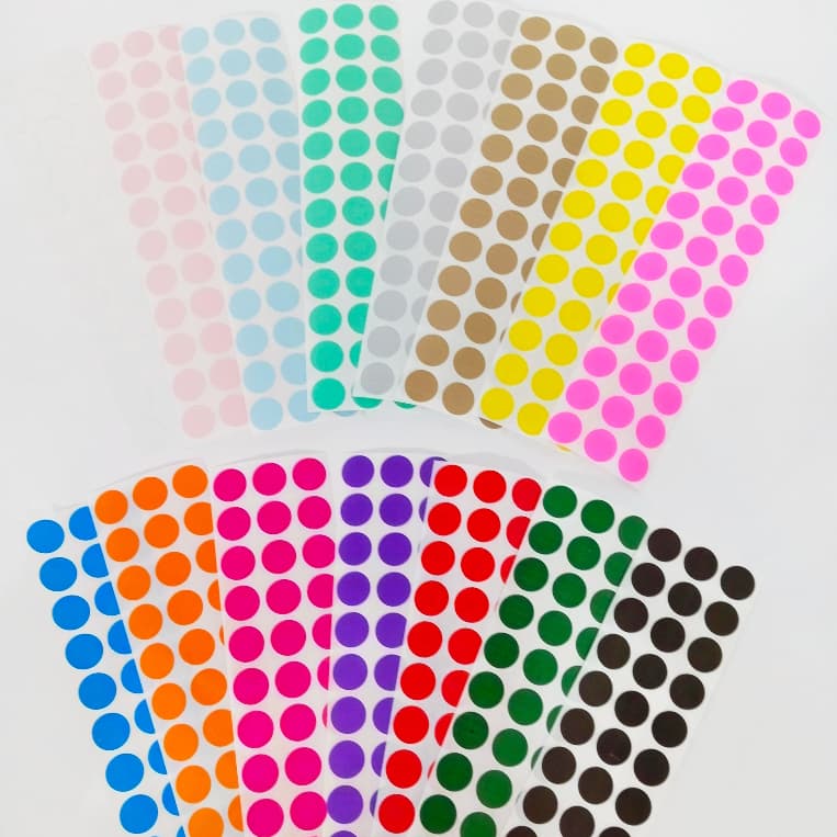 Etiquetas adesivas de bolinha colorida com 500 unidades