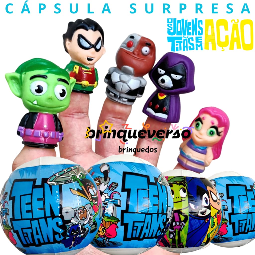 01/12 UN Lembrancinha de festa Jovens Titãs em Ação. Brinquedo Dedoche Surpresa Brinde Kit Festa