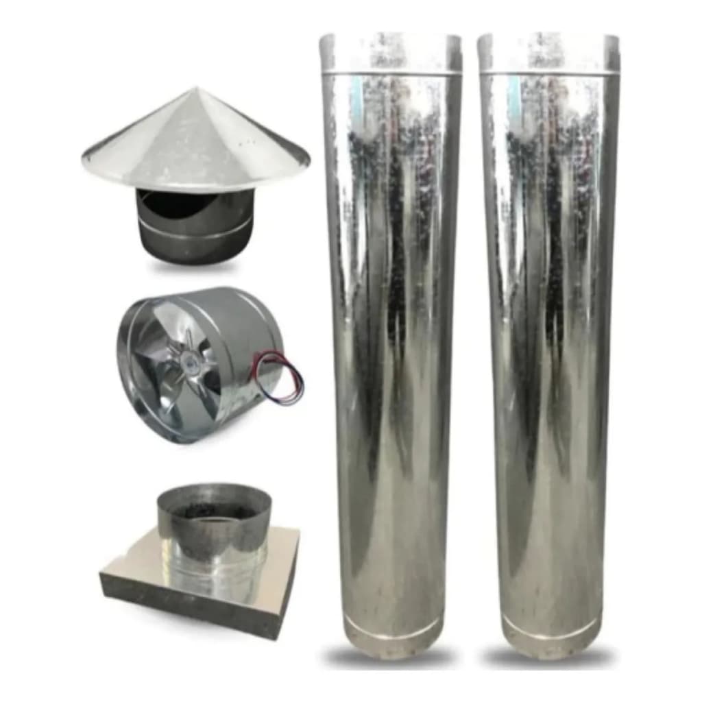Chaminé Tubo Duto Para Churrasqueira Com Exaustor 20cm Kit