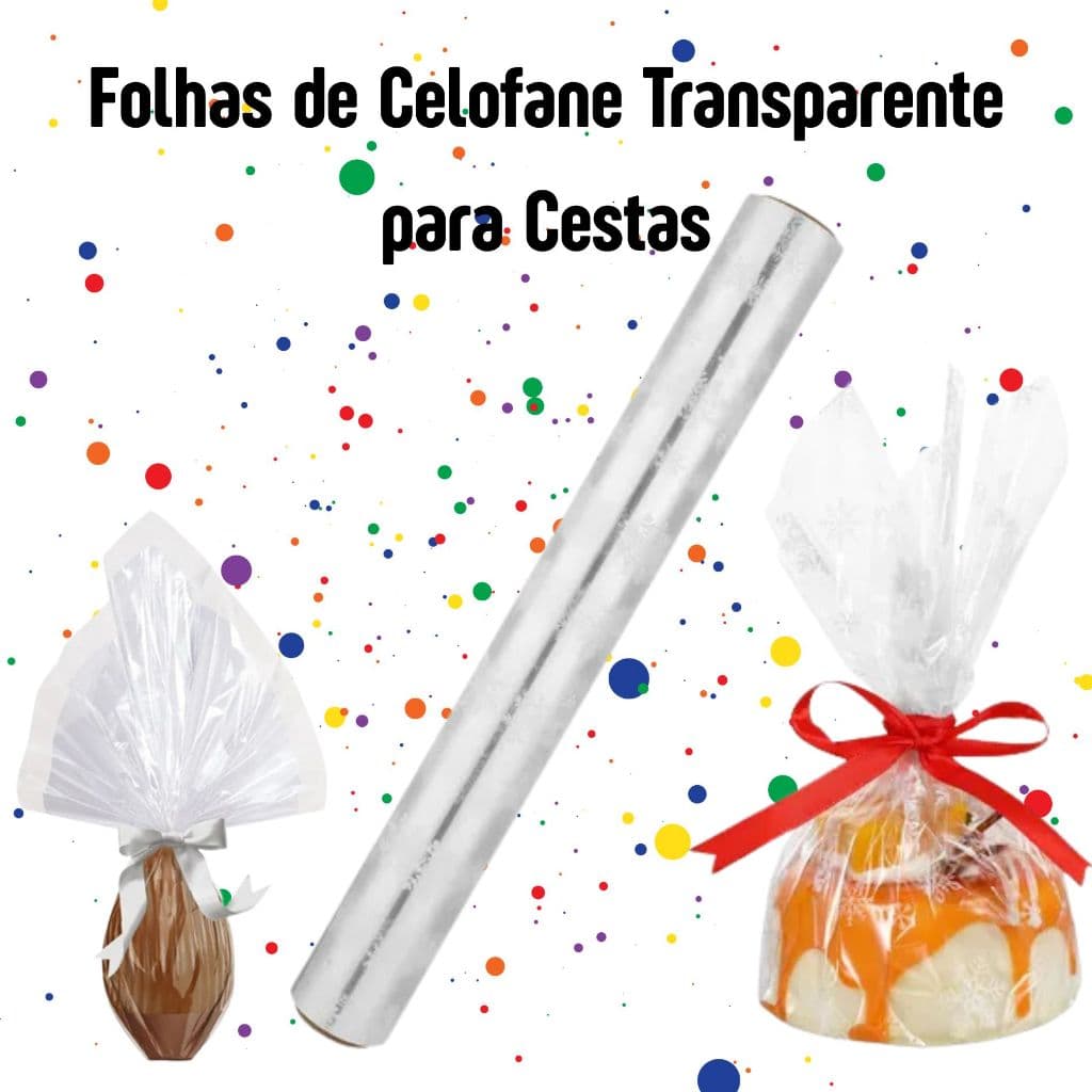 10 FOLHAS CELOFANE TRANSPARENTE PARA CESTAS, PRESENTES, EMBRULHOS ESCOLHA TAMANHOS DISPONIVEIS
