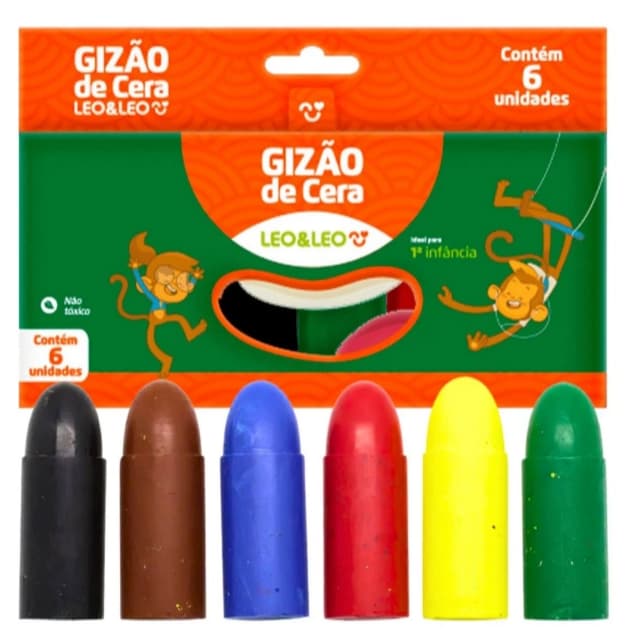 Kit Gizão De Cera Meu Primeiro Giz 6 Cores - Leo&Leo