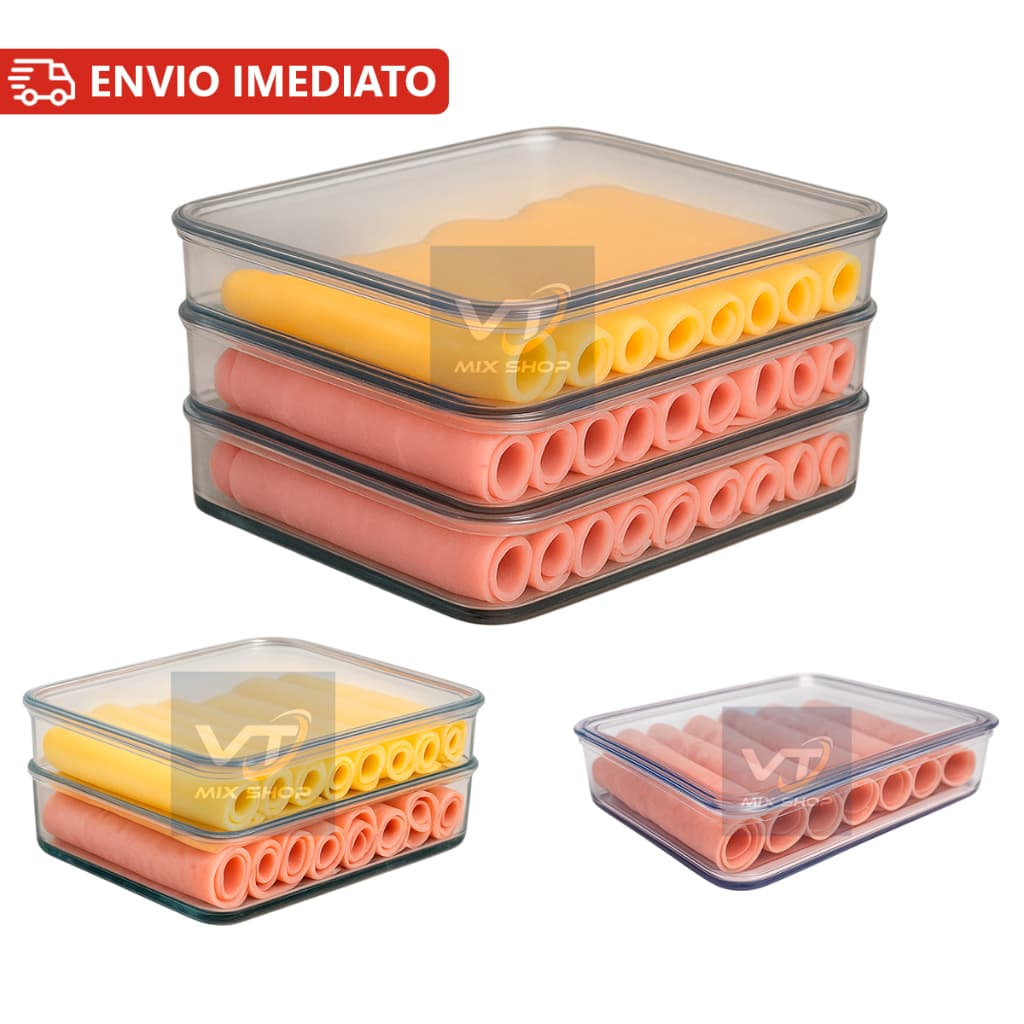 Porta Frios Presunto Queijo Acrílico Resistente Com Tampa Hermético Empilhável