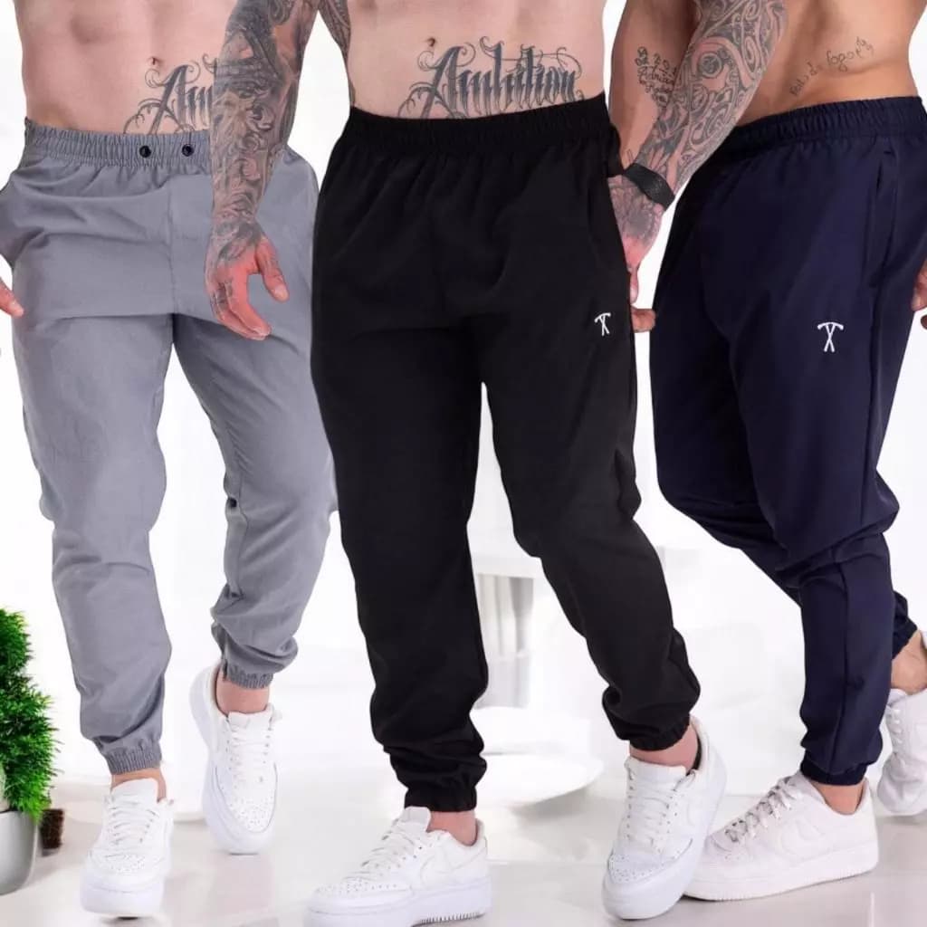 KIT 3 CalçaS Elastano Estilo Jogger Dri-fit GG ao G4 Tamanho Grande Calça Masculina Tactel