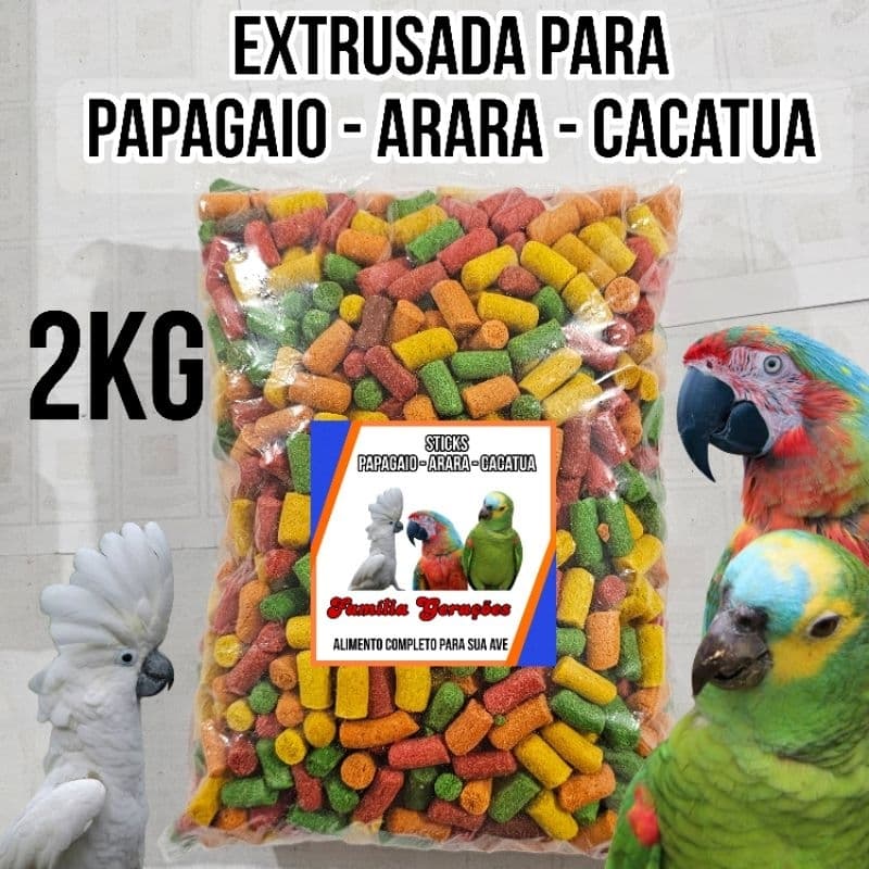 Sticks - ração extrusada Papagaio - Arara e Cacatua (2kg)