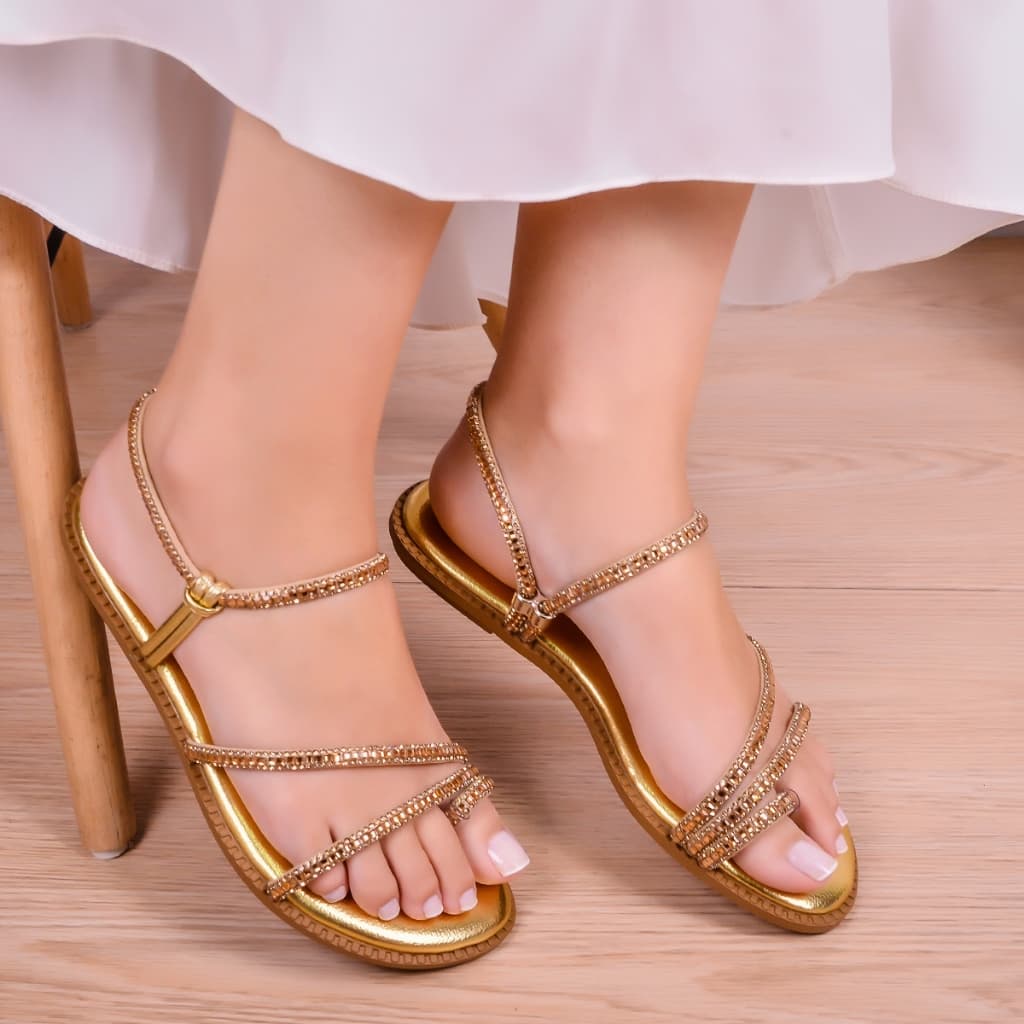 Sandália Feminina com Pedrarias Coloridas | Estilo Casual e Elegante para o Dia a Dia-RE05