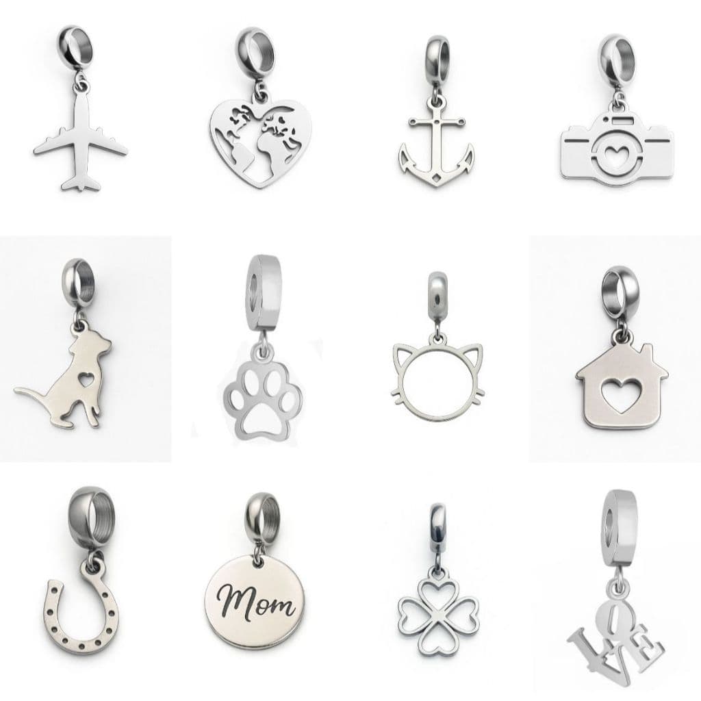 Berloques charm pingente signos aço inox inoxidável antialérgico cirúrgico aço 316L pulseira life